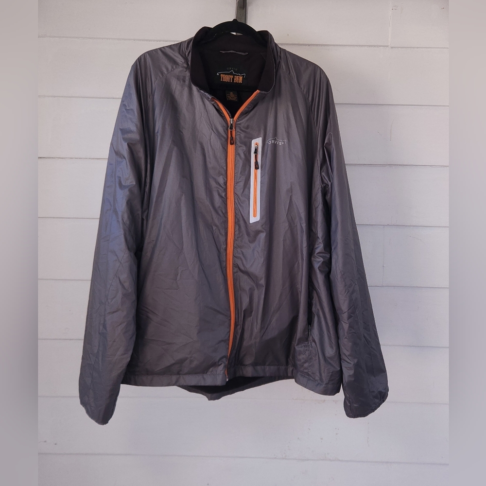 Orvis Trout Bum Full Zip Grey Lightweight Outdoor Shell Jacket XXL​